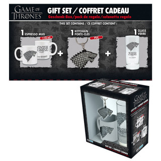 GAME OF THRONES - Pck Glasses 29cl + KeyringPVC + Mini Mug "Stark" Cadouri