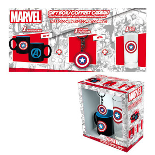 MARVEL - Pck Glass 29cl + Keyring + Mini Mug "Captain America" Cadouri