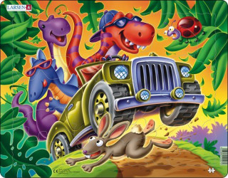 Larsen maxi puzzle 17 pieces Dinosaurs in a car - US7 Cadouri