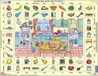 Larsen maxi puzzle 70 pieces Let's learn English! - EN1 in the kitchen Cadouri