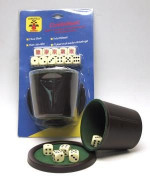 Poker dice with cup 