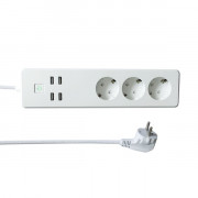 Woox Smart Home Smart Distributor - R4028 (3 pcs Schuko, 4 pcs USB, overcurrent sensor, timer, 1.8m, Wi-Fi, remote front 