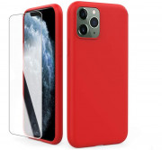 AhaStyle Apple iPhone 11 silicone case tempered glass glass foil, Red 