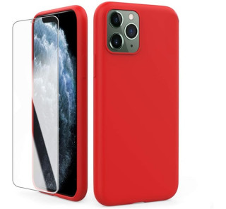 AhaStyle Apple iPhone 11 silicone case tempered glass glass foil, Red Mobile