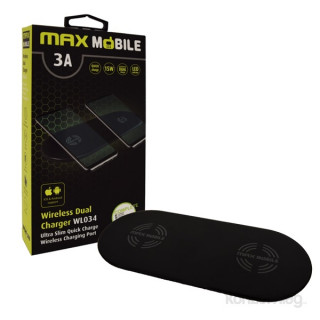 Max Mobile WL034 3A 15W Qi Black Wireless doublefast charger Mobile