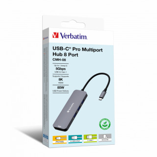 Verbatim CMH-08 USB tip-C 5000 Mbit/s Argintiu PC