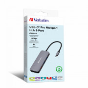 Verbatim CMH-09 USB tip-C 10000 Mbit/s Argintiu 