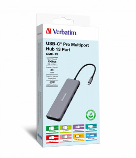 Verbatim CMH-13 USB tip-C 10000 Mbit/s Argintiu PC