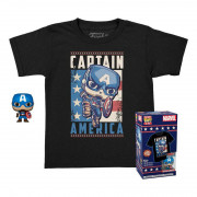 Funko Pocket Pop! & Tee: Marvel - Captain America (Special Edition) (4cm) Bobble-Head Vinyl Figurina și tricou (Mărimea tricoului: L Copii) 