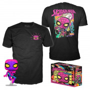 Funko Pop! & Tee: Marvel - Spider-Man (Black Light) Vinyl Figurina & Tricou (L) 