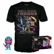 Funko Pop! & Tee: Marvel - Thanos (Blacklight) (Special Edition) Bobble-Head Vinyl Figurina & Tricou (M) 