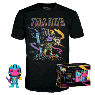 Funko Pop! & Tee: Marvel - Thanos (Blacklight) (Special Edition) Bobble-Head Vinyl Figurina & Tricou (M) Cadouri