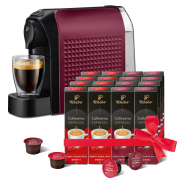 TCHIBO Cafissimo Easy Dark Red Coffee Maker + Espresso Elegant Aroma + Espresso Intense Aroma Capsule 2x(8x10)pcs 