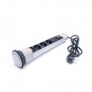 TOO PPS-307-3S IP20, 3x 2P+F, 2x USB-A, with power-off switch, silver desk-mountable socket distributor 