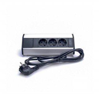 TOO VPS-314-3S IP20, 3x 2P+F, silver, table-mountable socket distributor PC