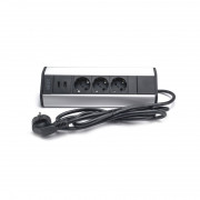 TOO VPS-315-3S IP20, 3x 2P+F, 2x USB-A, silver, desktop-mountable socket distributor 