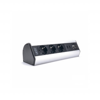 TOO DPS-114-3S IP20, 3x 2P+F, 2x USB-A, RJ45, HDMI, silver, desk mountable socket distributor PC