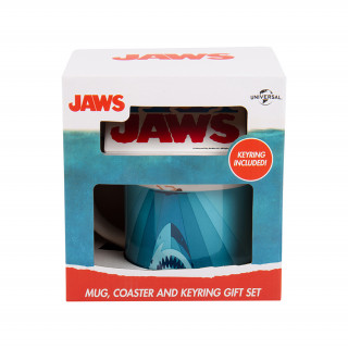 Set căni, coaster și breloc Jaws (250 ml) Cadouri