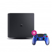 PlayStation 4 (PS4) Slim 500 GB (Second Hand) + Freaks and Geeks - Controler fără fir - Metal Blue (140107D) 