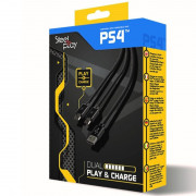 Cablu Steelplay Dual Play &amp; Charge pentru controler PS4 - Negru 