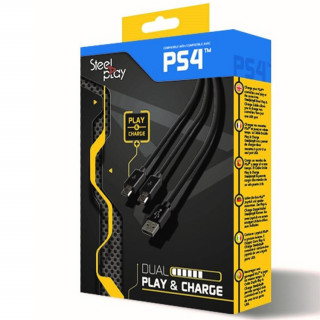 Cablu Steelplay Dual Play &amp; Charge pentru controler PS4 - Negru PS4