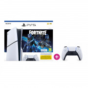 PlayStation 5 (Slim) Fortnite Cobalt Star bundle + DualSense (alb-negru) 