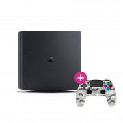 PlayStation 4 (PS4) Slim 500 GB (Second Hand) + Freaks and Geeks - Controler wireless - Camo alb (140142C) 