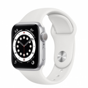 Apple Watch S6 GPS, 40mm Silver aluminum Case with White Sport Band Regular 