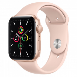 Apple Watch SE GPS, 44mm Gold aluminum Case with Pink Sand Sport Band Regular Mobile