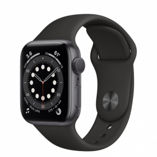 Apple Watch S6 GPS, 40mm Space Gray aluminum Case with Black Sport Band Regul Mobile