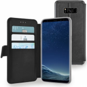 Azuri wallet case translucent back cover and card slot Black Samsung S8 Plus-h 