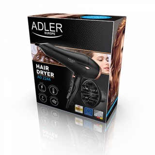 Adler AD2244 Hair dryer, 2000W, , ionic function, black-gold Acasă