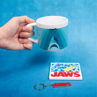 Set căni, coaster și breloc Jaws (250 ml) Cadouri