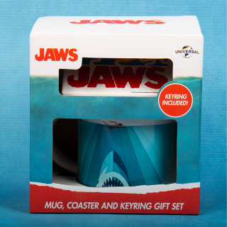 Set căni, coaster și breloc Jaws (250 ml) Cadouri