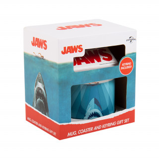 Set căni, coaster și breloc Jaws (250 ml) Cadouri