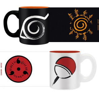 NARUTO SHIPPUDEN - Set 2 espresso mugs - 110 ml - Konoha & Uchiha Cadouri