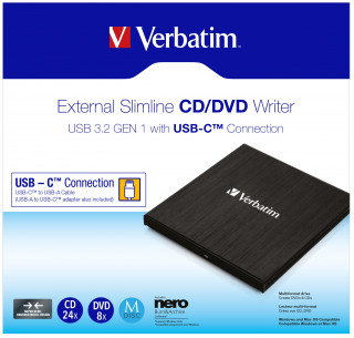 Verbatim External Slimline CD/ DVD Writer (43886) PC