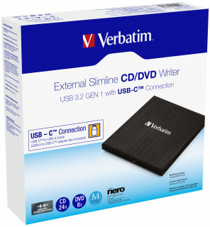 Verbatim External Slimline CD/ DVD Writer (43886) PC