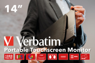 Verbatim PM-14 Monitor portabil cu ecran tactil 14" Full HD 1080P - negru (49591) PC