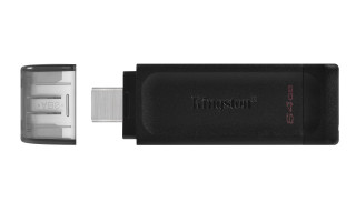 Kingston Technology DataTraveler 70 memorii flash USB 64 Giga Bites USB tip-C 3.2 Gen 1 (3.1 Gen 1) Negru PC