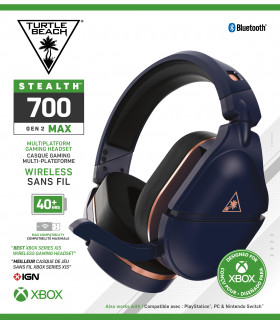 Turtle Beach Stealth 700 Gen 2 Max Căști Fără fir Bandă de fixare pe cap Gaming Bluetooth De aur, Bleumarin PC