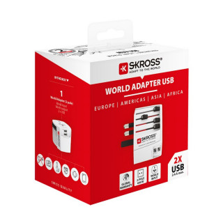 Adaptor de călătorie Skross World MUV USB 2xA PC