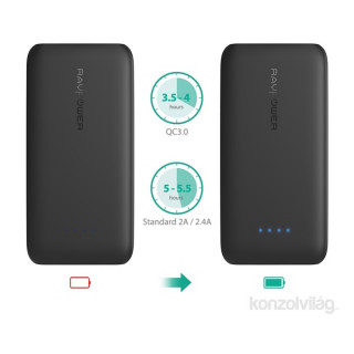 Ravpower RP-PB077 10000 mAh ULTRA slim, Black powerbank, fast with charger  Mobile