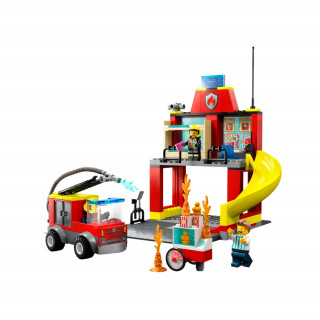 LEGO City Remiză și mașină de pompieri (60375) Jucărie