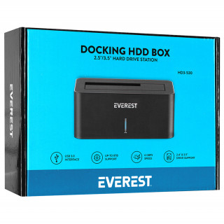 Stație de andocare Everest HDD - HD3-530 (2.5„ / 3.5” USB-A 3.0 HDD, max.: 8TB, gri) PC