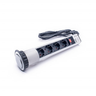 TOO PPS-308-4S IP20, 4x 2P+F, silver table-mountable socket distributor PC