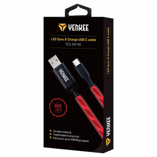 YENKEE YCU 341 RD LED cablu USB-C 1m  PC