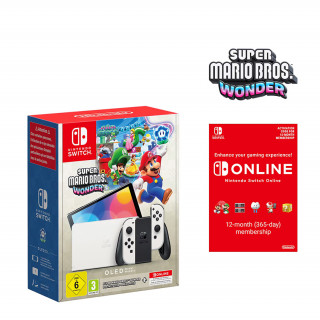 Nintendo Switch (model OLED) + Super Mario Bros Wonder + 12 luni Nintendo Switch online Nintendo Switch